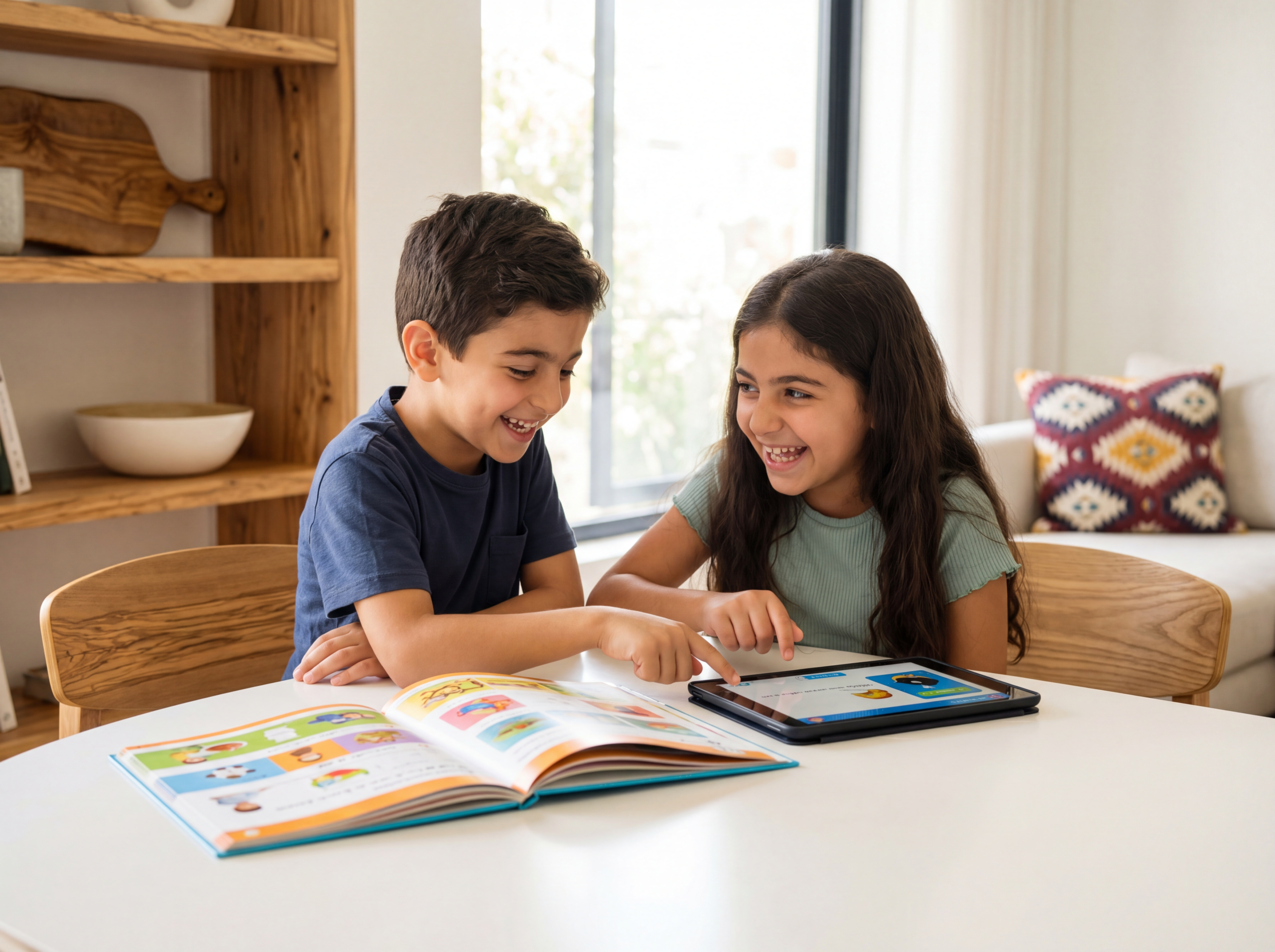 Children studying language together